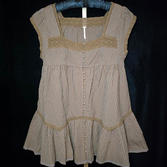 NWT Free People Alessia Mini Dress in Brown S - Picture 2 of 13